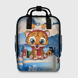 Рюкзак женский Маленький тигренок с рожками, цвет: 3D-принт