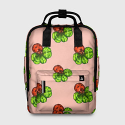 Женский рюкзак Божья коровка и клевер на розовом