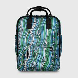 Рюкзак женский Разноцветная абстракция в стиле дудл Волны, линии,, цвет: 3D-принт