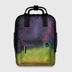 Рюкзак женский Горный пейзаж со звёздным небом и северным сиянием, цвет: 3D-принт
