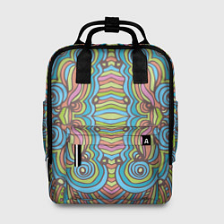 Рюкзак женский Абстрактный разноцветный узор Линии, волны, полосы, цвет: 3D-принт
