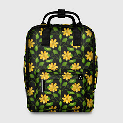 Рюкзак женский Желтые цветочки паттерн, цвет: 3D-принт