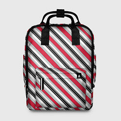 Рюкзак женский Красно-серый полосатый узор, цвет: 3D-принт