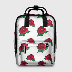 Женский рюкзак Цветы Красные Розы На Белом Фоне