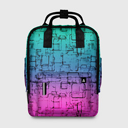 Рюкзак женский Абстрактный узор на розово-бирюзовом градиентном ф, цвет: 3D-принт