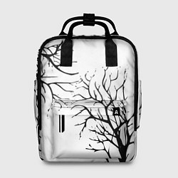 Рюкзак женский Черные ветки деревьев на белом фоне, цвет: 3D-принт