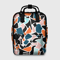 Рюкзак женский Абстрактный современный разноцветный узор в оранже, цвет: 3D-принт