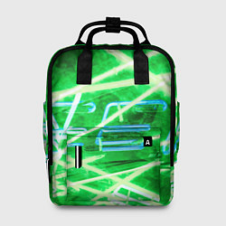 Женский рюкзак Неоновые лучи и буквы - Зелёный