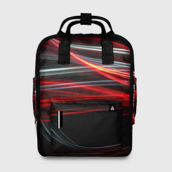 Рюкзак женский Волнообразные линии неона - Красный, цвет: 3D-принт