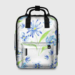 Рюкзак женский Цветы Синие Нарисованные Карандашами, цвет: 3D-принт