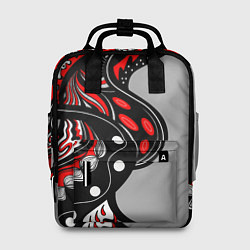 Рюкзак женский Красно-чёрные дудлы, цвет: 3D-принт
