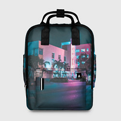 Рюкзак женский Неоновая улица - Светло-синий, цвет: 3D-принт