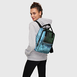 Рюкзак женский Абстрактные лёд и трава - Синезелёный, цвет: 3D-принт — фото 2