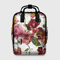 Женский рюкзак Цветы Нарисованные Красные и Розовые Розы
