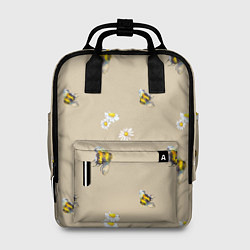 Рюкзак женский Цветы Ромашки и Пчёлы, цвет: 3D-принт