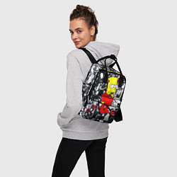 Рюкзак женский Барт Симпсон - чёрт на фоне своих подопечных, цвет: 3D-принт — фото 2
