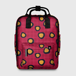 Рюкзак женский Черно-желтые пятна на красном клетчатом фоне, цвет: 3D-принт