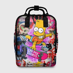 Рюкзак женский Скейтбордист Барт Симпсон на фоне стены с граффити, цвет: 3D-принт