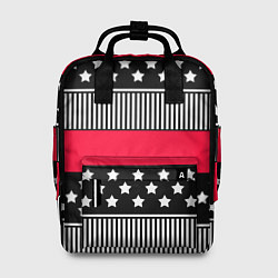 Рюкзак женский Red and black pattern with stripes and stars, цвет: 3D-принт