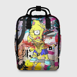 Женский рюкзак Зомби Барт Симпсон с рогаткой на фоне граффити