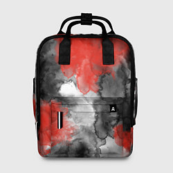Рюкзак женский Черно-красная абстрактная текстура акварели, цвет: 3D-принт