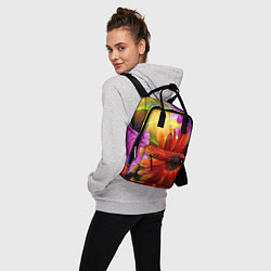 Рюкзак женский Яркий цветочный арт, цвет: 3D-принт — фото 2