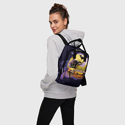 Рюкзак женский Чёрный котёнок и тыквы, цвет: 3D-принт — фото 2