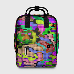 Рюкзак женский Разноцветный клетчатый камуфляж, цвет: 3D-принт