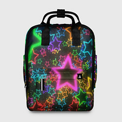 Рюкзак женский Большие неоновые звезды, цвет: 3D-принт