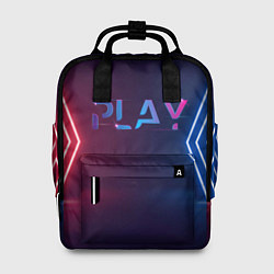 Рюкзак женский Play неоновые буквы и красно синие полосы, цвет: 3D-принт