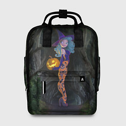 Рюкзак женский Ведьма с тыквой и в крутых колготках - Halloween, цвет: 3D-принт