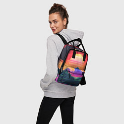 Рюкзак женский Синтвейв неоновые горы на закате, цвет: 3D-принт — фото 2