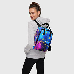 Рюкзак женский Снежинки и звезды - яркие цвета, цвет: 3D-принт — фото 2