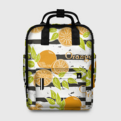 Рюкзак женский Апельсины на чёрно-белом фоне, цвет: 3D-принт