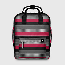 Рюкзак женский Красно-черный полосатый современный узор, цвет: 3D-принт