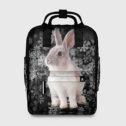 Рюкзак женский Кролик и пушистые снежинки, цвет: 3D-принт