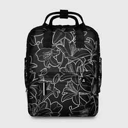 Рюкзак женский Нежные цветы - лилии: черно белыи, цвет: 3D-принт