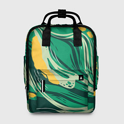 Рюкзак женский Абстрактные полосы в зелёных тонах, цвет: 3D-принт
