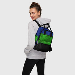 Рюкзак женский Синие, неоновые зеленые мраморные и черные полосы, цвет: 3D-принт — фото 2