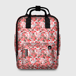 Рюкзак женский Маски лисиц кицунэ и цветущая камелия, цвет: 3D-принт
