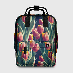 Рюкзак женский Много тюльпанов, цвет: 3D-принт