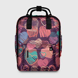 Рюкзак женский Узор из разных сердец, цвет: 3D-принт