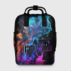 Женский рюкзак Неоновый цветной дым на черном фоне
