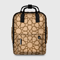 Рюкзак женский Бежево-коричневый звёздочный паттерн, цвет: 3D-принт