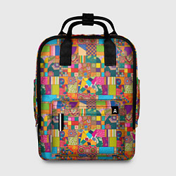 Рюкзак женский Лоскутное шитье, рисовала нейросеть, цвет: 3D-принт