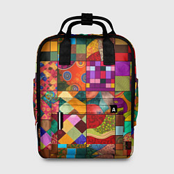 Рюкзак женский Лоскутное шитье, пэчворк из нейросети, цвет: 3D-принт