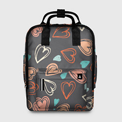 Рюкзак женский Много сердец, цвет: 3D-принт