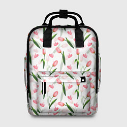 Рюкзак женский Тюльпаны и сердечки - паттерн, цвет: 3D-принт