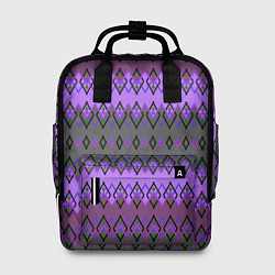 Рюкзак женский Серо-фиолетовый этнический геометрический узор, цвет: 3D-принт