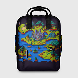 Рюкзак женский Пиксельный остров и замок, цвет: 3D-принт